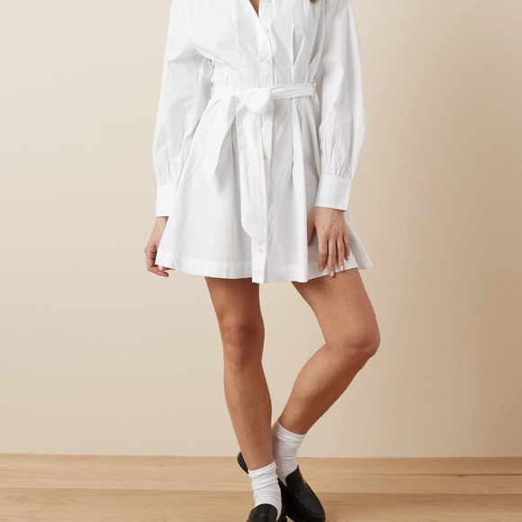 AE Long-Sleeve Pleated Mini Shirt Dress - Picture 7 of 7